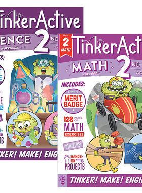 二年级数学科学练习册2册 英文原版 TinkerActive Workbooks 2nd Grade Math Science 英文版原版书籍 进口英语辅导书