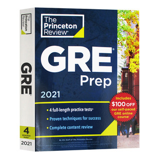 英文版 英语考试书籍 Review 2021 4套练习测试题集 Prep Princeton GRE 进口原版 普林斯顿GRE考试备考指南2021 教材教辅 英文原版