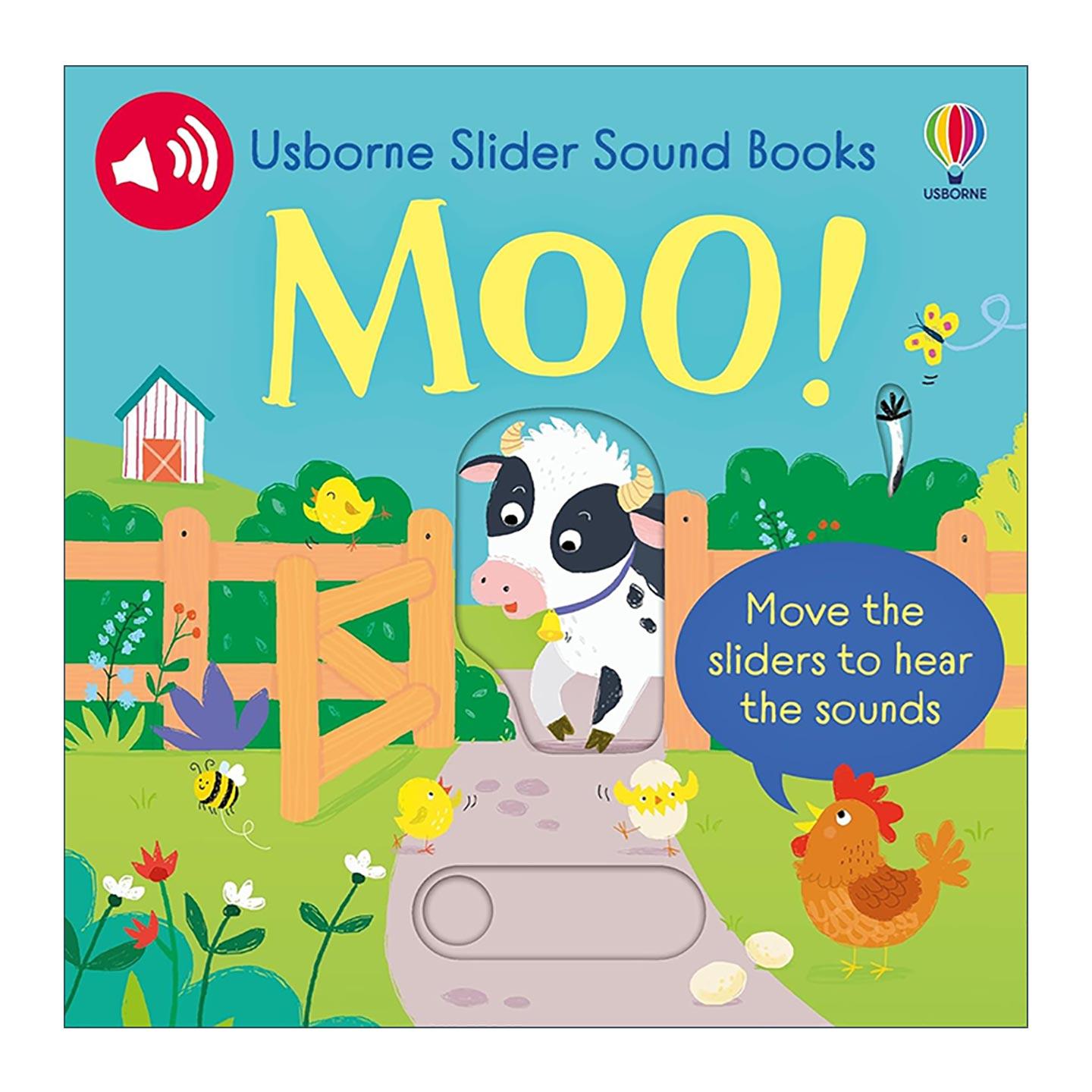 英文原版 Slider Sound Books MOO 农场动物的叫声 抽拉机关有声纸板书 儿童启蒙认知绘本 英文版 进口英语原版书籍