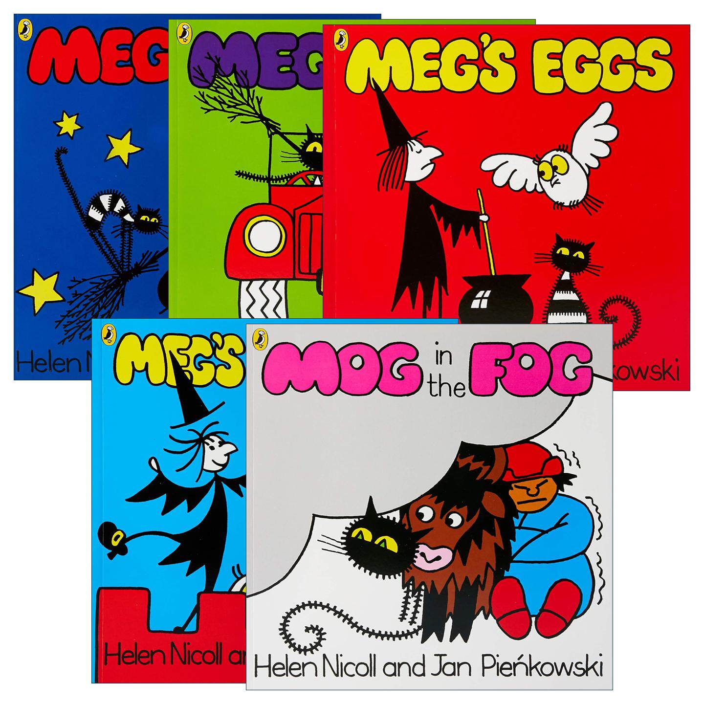 英文原版 Meg and Mog 女巫麦格和小猫莫格系列5册 小猫莫格撞大雾 女巫麦格的车/城堡 儿童绘本 英文版 进口英语原版书籍