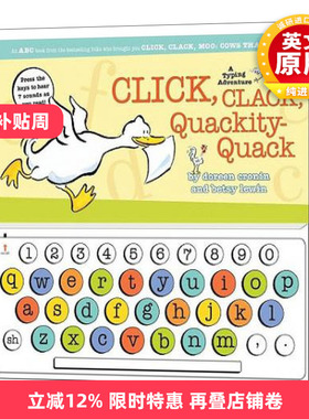英文原版 Click Clack Quackity-Quack A Typing Adventure 咔嗒咔嗒嘎 嘻农场发声玩具书 凯迪克获奖作者 英文版 进口英语书籍