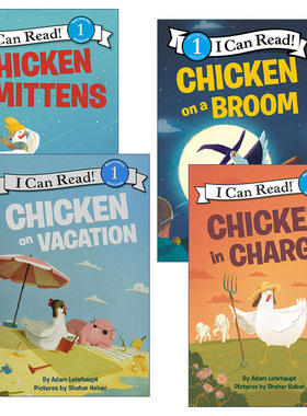 英文原版 Chicken主题 4册 I Can Read Level 1分级阅读 度假的小鸡 小鸡主管 戴着手套的鸡 骑着扫把的鸡 英文版 进口英语原版书
