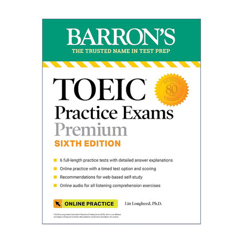英文原版 TOEIC Practice Exams Premium 6 Practice Tests + Online Audio 巴朗托业模拟试题备考 含6套试题+在线音频 第6版