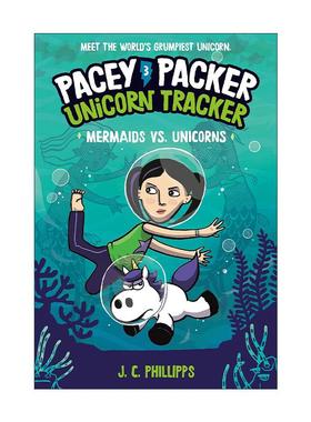 英文原版 Pacey Packer Unicorn Tracker 3 Mermaids vs.Unicorns 佩西帕克 独角兽追踪者系列3 漫画 英文版 进口英语原版书籍