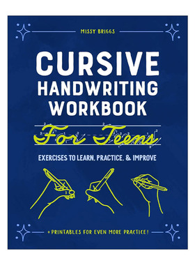英文原版 Cursive Handwriting Workbook for Teens 青少年连笔书写练习册 英文版 进口英语原版书籍