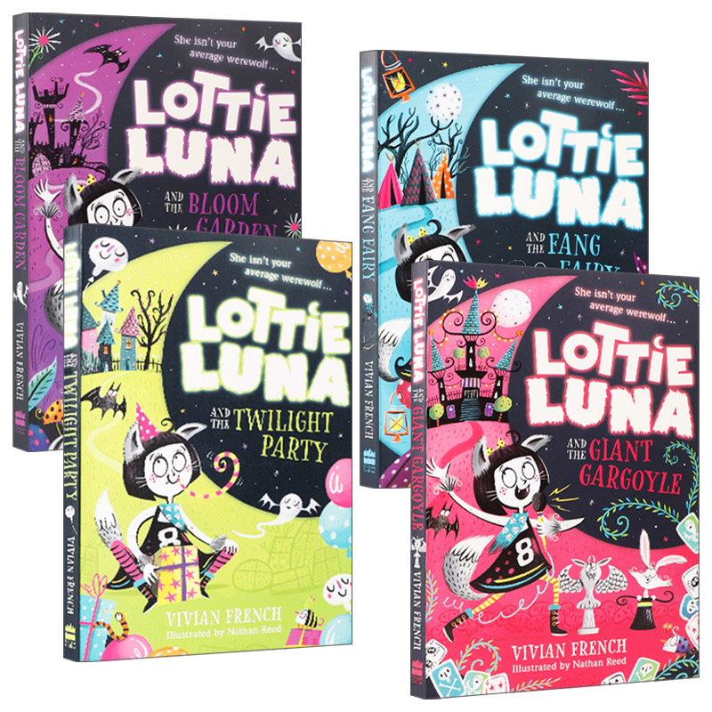 英文原版 Lottie Luna Bloom Garden Twilight Party Fang Fairy Giant Gargoyle 洛蒂卢娜套装4册 儿童英语初级章节小说 进口书