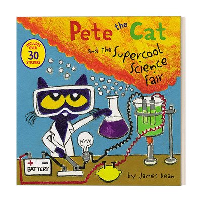 英文原版 Pete the Cat and the Supercool Science Fair 皮特猫和超酷科学展 附贴纸 亲子幽默图画故事读物 英文版 进口英语书籍