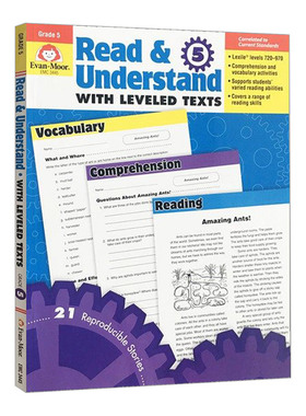 英文原版 Read and Understand with Leveled Texts Grade 5 分级阅读理解练习 五年级 英文版 进口英语原版书籍