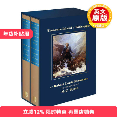 英文原版 Treasure Island and Kidnapped 金银岛和诱拐 美国艺术家怀斯插画 精装收藏版 Abbeville Illustrated Classics 英文版