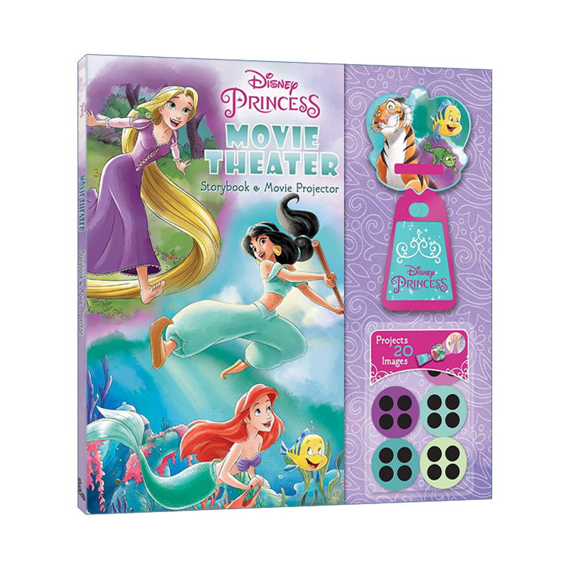 英文原版 Disney Princess Movie Theater Storybook & Movie Projector 迪士尼公主电影剧场故事书 附图片投影仪 英文版 进口书籍