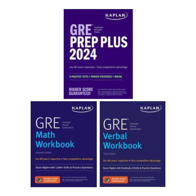 英文原版 GRE Complete 2024 卡普兰2024美国研究生入学考试备考全套3本 6套题+实用技巧+在线练习 英文版 进口英语原版书籍