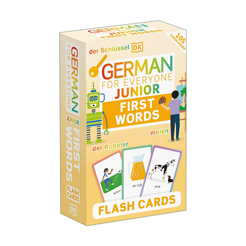 英文原版 German for Everyone Junior First Words Flash Cards 人人学德语 100个基础单词闪卡 英文版 进口英语原版书籍