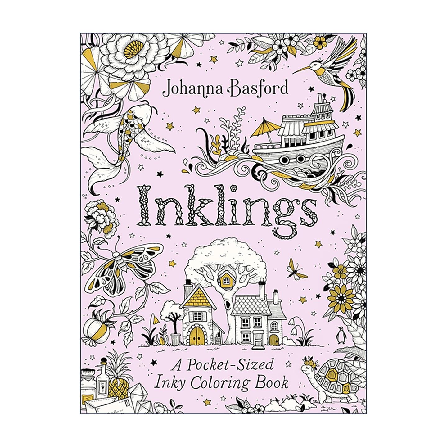 英文原版 Inklings 墨迹 口袋袖珍涂色填色着色书 秘密花园作者乔汉娜·贝斯福 花卉 仙子小屋 英文版 进口英语原版书籍