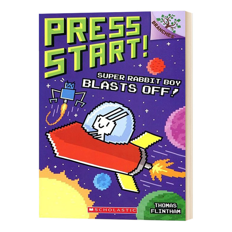 方块兔5 英文原版 Super Rabbit Boy Blasts Off! Press Start! #5 学乐大树系列 英文版 进口英语书籍儿童全英语书