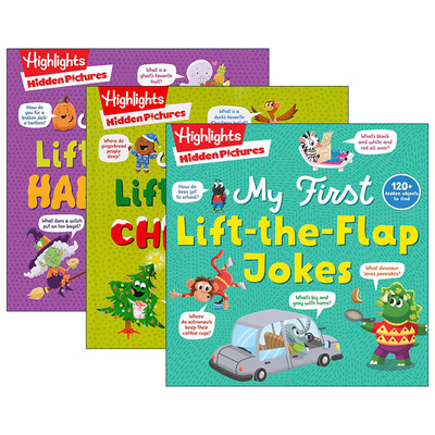 英文原版 Highlights Joke Books-Hidden Pictures My First Lift-the-Flap Jokes 隐藏图片 亮点笑话 2册 儿童亲子益智游戏活动书