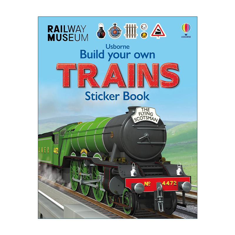 英文原版 Usborne Build your own Trains Sticker book 火车贴纸书 尤斯伯恩儿童早教启蒙认知益智游 英文版 进口英语原版书籍
