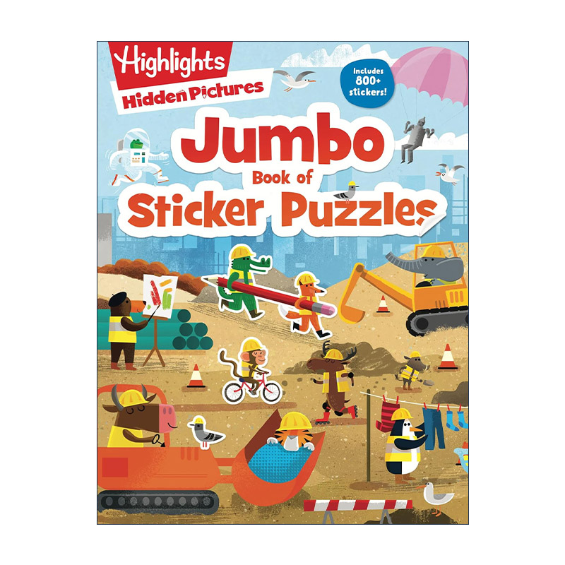 英文原版 Jumbo Book of Sticker Puzzles Highlights Jumbo Books & Pads 贴纸谜题巨型书 词汇学习 拼图亮点儿童益智游戏活动书