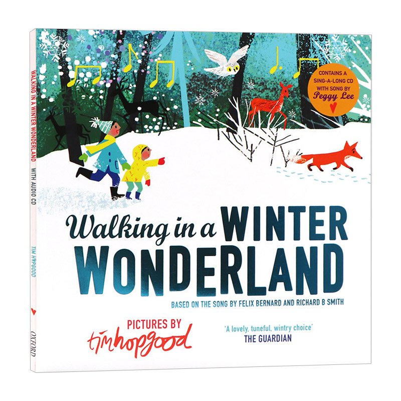 英文原版 Walking in a Winter Wonderland 漫步在冰雪仙境 赠CD 英国图书设计奖作者蒂姆 霍普古德Tim Hopgood 英文版 进口英语书