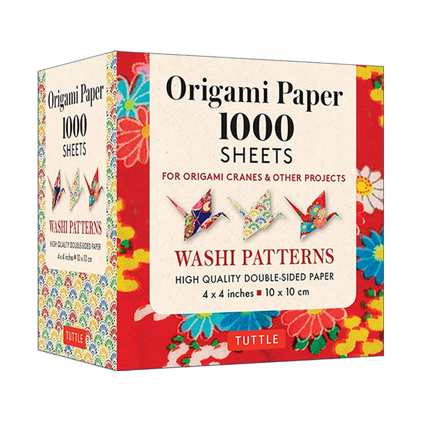 英文原版 Origami Paper Japanese Washi 1000 sheets 4" 10 cm 日本和纸图案双面折纸1000张 折纸鹤 Tuttle Publishing 英文版