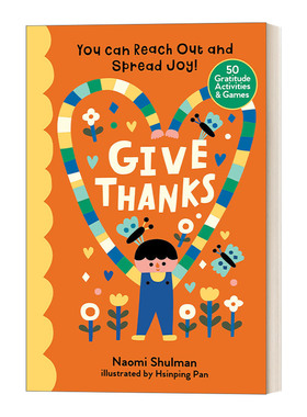英文原版 Give Thanks You Can Reach Out and Spread Joy 台湾插画师潘心屏 感恩 儿童情感表达互动活动书 英文版 进口书籍