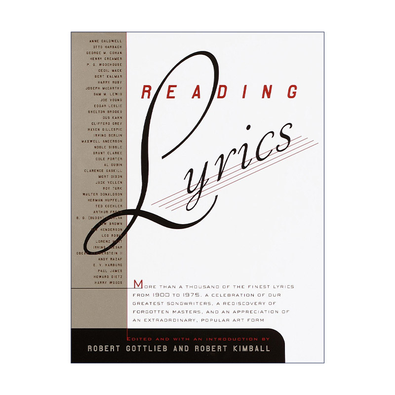 英文原版 Reading Lyrics 读歌词 超过1000首二十世纪的好歌词 音乐 Robert Gottlieb 精装 英文版 进口英语原版书籍