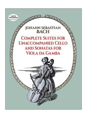 英文原版 Complete Suites for Unaccompanied Cello and Sonatas for Viola Da Gamba 巴赫无伴奏大提琴组曲和维奥尔琴奏鸣曲全谱