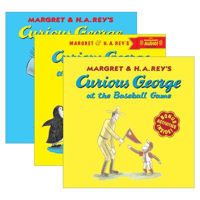 英文原版 Curious George 好奇猴乔治系列3册 绘本 参加庆典/打棒球/在水族馆 英文版 进口英语原版书籍