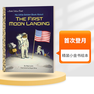 Landing 英文版 about Little Golden Moon 书籍儿童全英语书 进口英语原版 小金书绘本 英文原版 the Book 精装 First 首次登月