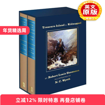 英文原版 Treasure Island and Kidnapped 金银岛和诱拐 美国艺术家怀斯插画 精装收藏版 Abbeville Illustrated Classics 英文版
