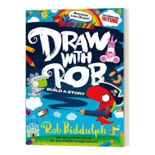 ROB BUILD HarperCollins出版 DRAW 儿童低幼启蒙认知绘本 和罗伯比达尔夫一起画画2 WITH 平装 英文原版 STORY