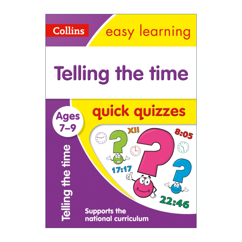 英文原版 Collins Easy Learning KS2 Telling the Time Quick Quizzes Ages 7-9 柯林斯易学儿童看时间小测试 7-9岁进口英语书籍