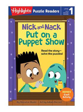 英文原版 Nick and Nack Put on a Puppet Show Highlights Puzzle Readers Level 1 尼克与纳克系列 表演木偶戏 故事与益智谜题