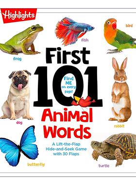 英文原版 First 101 Animal Words 前101个动物单词 早期语言学习词汇积累 亮点翻翻书 纸板书 儿童启蒙认知绘本 进口英语原版书籍