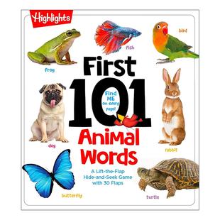 英文原版 First 101 Animal Words 前101个动物单词 早期语言学习词汇积累 亮点翻翻书 纸板书 儿童启蒙认知绘本 进口英语原版书籍