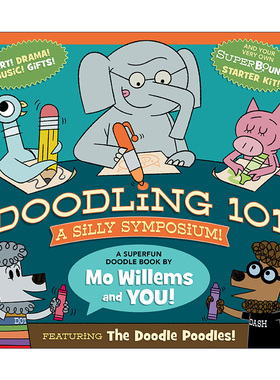 英文原版 Doodling 101 A Silly Symposium 小猪和小象涂鸦书 全彩艺术创意涂画涂写绘本图画书 Mo Willems 英文版 进口英语原版书