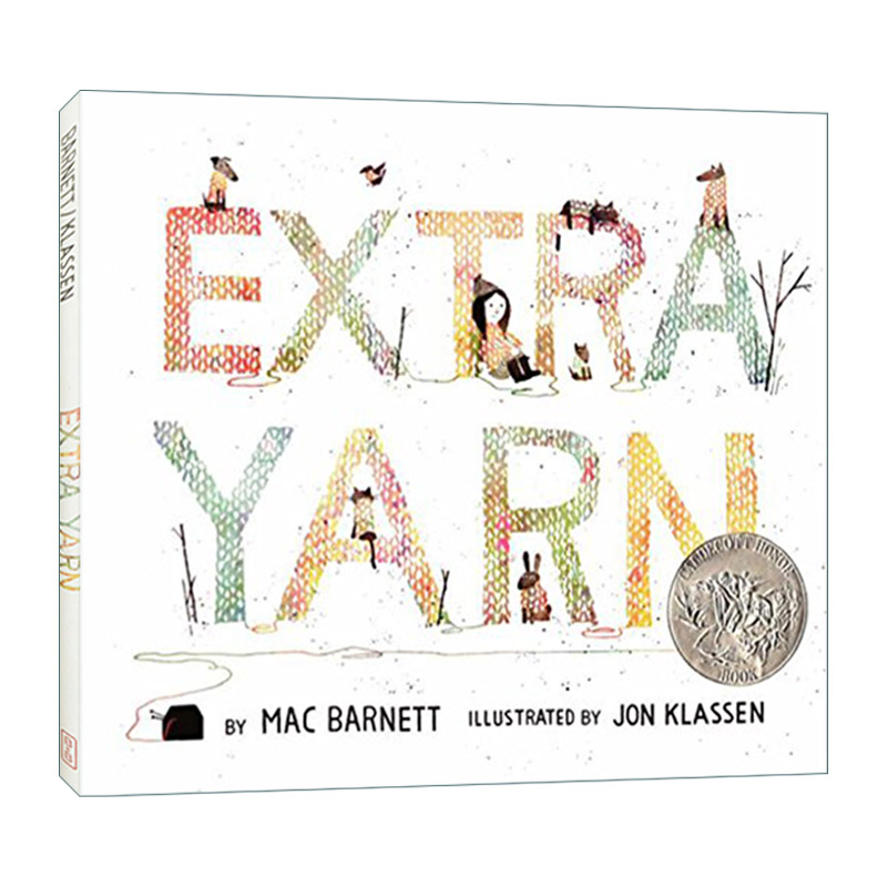 英文原版绘本 Extra Yarn 穿毛衣的小镇 麦克 巴内特 精装绘本 英文版 进口英语原版书籍
