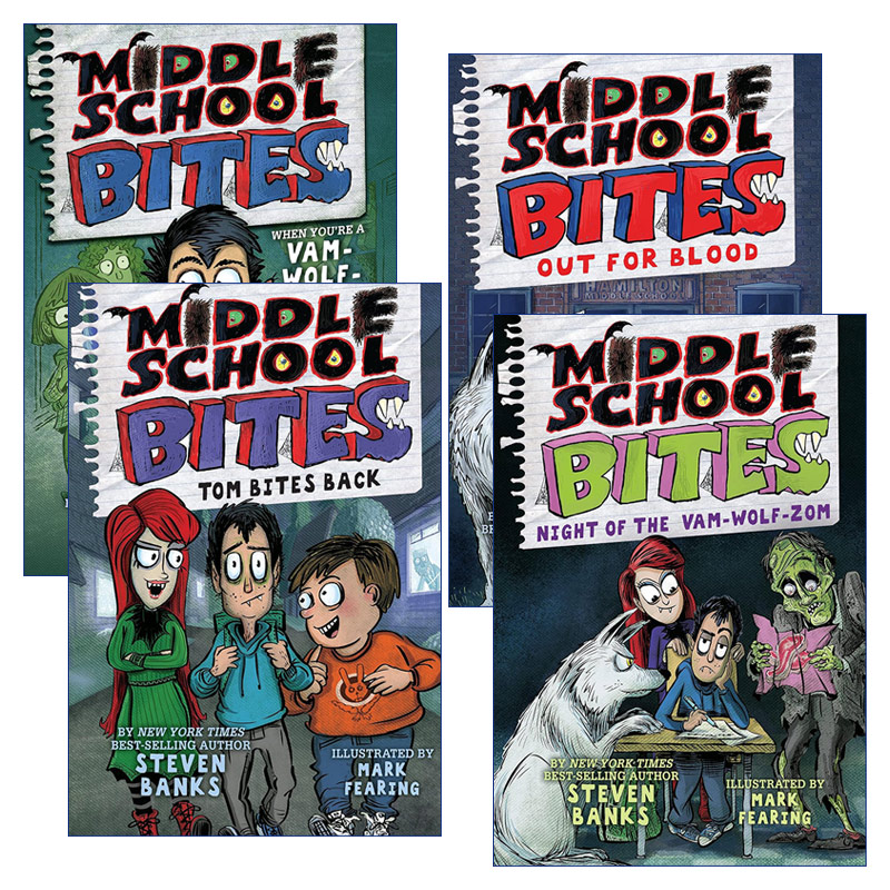 英文原版 Middle School Bites 中学咬人系列4册 儿童幽默校园小说 Steven Banks 英文版 进口英语原版书籍