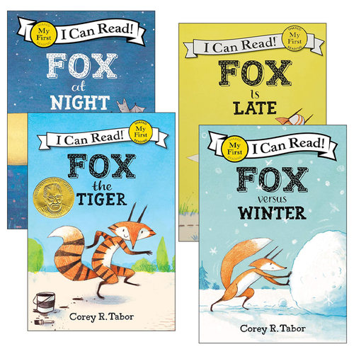 英文原版 My First I Can Read 狐狸系列4册 Fox Is Late/The Tiger/At Night /Fox versus Winter 入门级儿童分级读物绘本 英文版