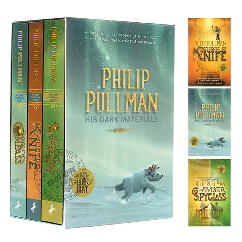黑暗物质三部曲 英文原版 His Dark Materials Trilogy 英文版科幻奇幻小说 黄金罗盘 魔法神刀 琥珀望远镜 黑质系列小说 进口书籍