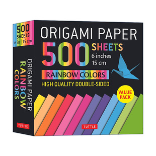 500 书籍 进口英语原版 Origami Paper Rainbow sheets 英文版 英文原版 Colors 彩虹颜色双面折纸500张