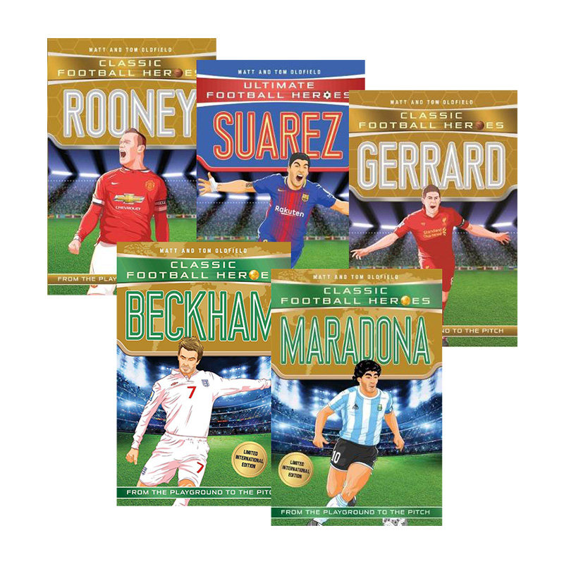 经典足球明星人物传记5册 英文原版 Classic Football Heroes 贝克汉姆 马拉多纳 鲁尼 英文版儿童励志章节小说读物 进口英语书籍
