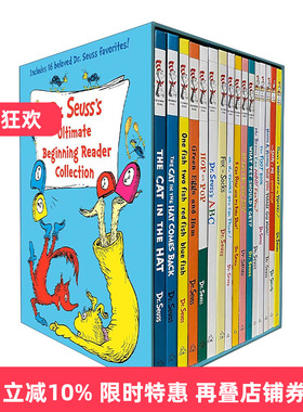 英文原版 Dr.Seuss's Ultimate Beginning Reader Boxed Set Collection 苏斯博士经典初级读物盒装套装 16册合集 戴帽子的猫