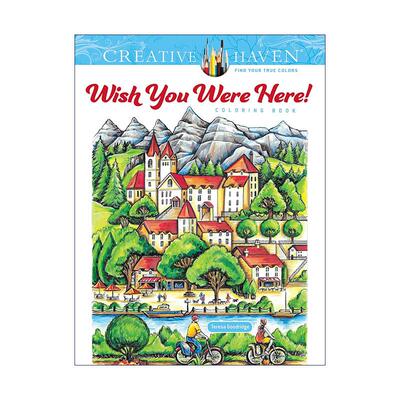 英文原版 Creative Haven Wish You Were Here Coloring Book 创意保护区 你在就好啦 填色涂色书 减压 休闲娱乐 进口英语原版书籍