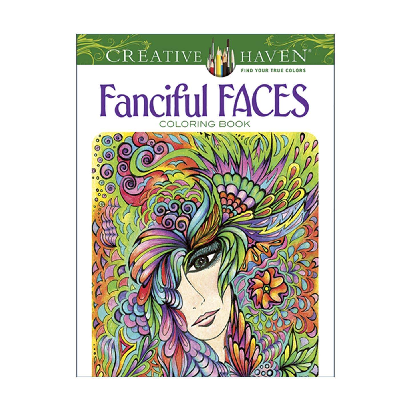 英文原版 Creative Haven Fanciful Faces Coloring Book 创意保护区 奇幻脸庞 填色涂色书 精美设计图案 减压 休闲娱乐