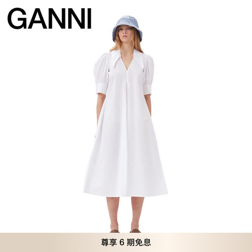 女装泡泡袖长款连衣裙GANNI