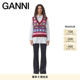 GANNI女装 logo羊毛混纺针织背心马甲K2121999