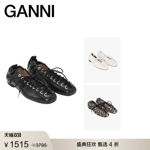 【甄选折扣】GANNI女鞋 系带芭蕾鞋浅口单鞋黑色平底鞋 S2914099