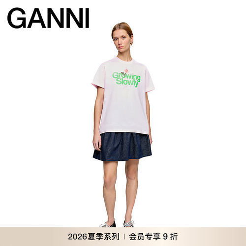 【新品会员9折】GANNI女装 趣味印花夏季宽松短袖T恤 A1050191868