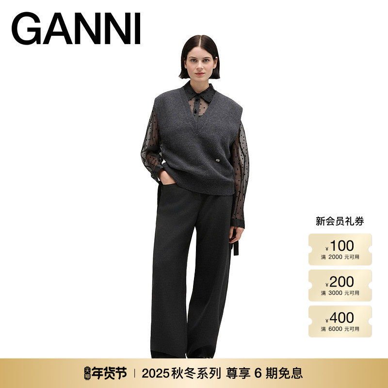 【秋冬新品】GANNI女装 经典静奢风羊毛针织背心马甲A1070115252,女装/女士精品,毛针织衫,淘宝优惠券,粉丝福利购,淘宝优惠卷