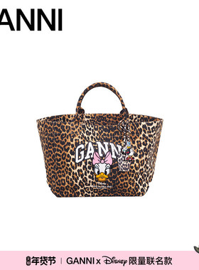 【GANNI x Disney】黛丝图案复古豹纹中号手提托特包 B2110062859
